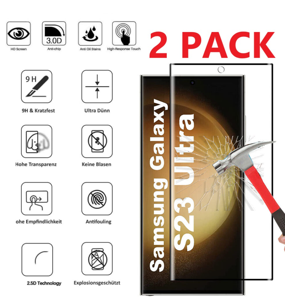 [2-Pack] Tempered Glass Screen Protector For Samsung Galaxy S23/ Plus/S23 Ultra