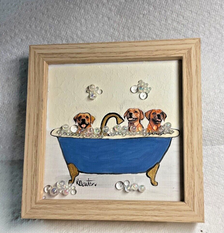 Mixed media  small powder room / bathroom print 6”