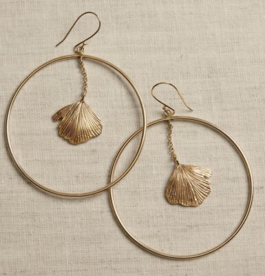 NWT BANANA REPUBLIC FEATHER CHARM HOOP EARRINGS | AUREUS+ ARGENT SRP $70