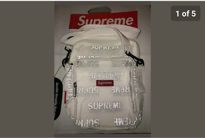 Supreme FW16 3M Reflective Repeat White Shoulder Bag Box Logo Authentic BRANDNEW