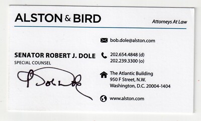 BOB DOLE Signed Business Card - Senator Robert Dole Autograph