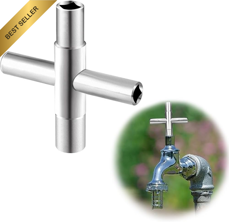 1 Pcs Water Key,4 Way Sillcock Key, Commercial Water Meter Key,For Faucet,Gas Me