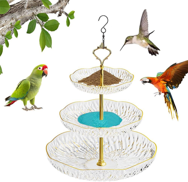 Hanging Bird Bath Tray,Feeder Bowl,Transparent 3 Tier Hanging Bird Feeder Acryli