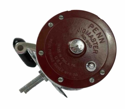 Penn Jigmaster No 500 Made Fishing Reel Made In USA GUC Tested Works Red