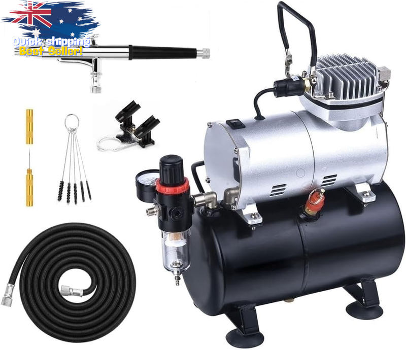 Airbrush Compressor Kit with Tank - Multi-Purpose for Crafts, Makeup, Cake Decor