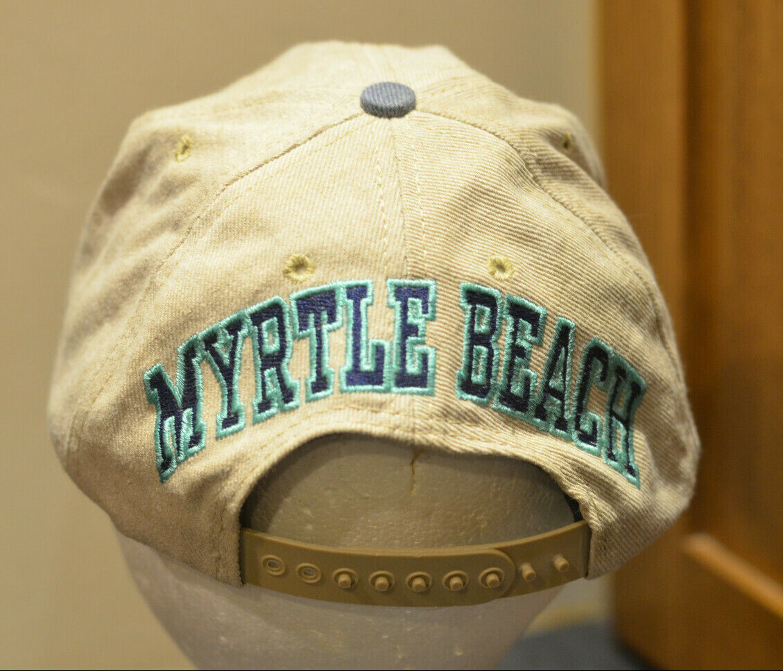 Vtg 90's HARD ROCK CAFE Myrtle Beach Snapback Hat Green Denim Cap Save Planet