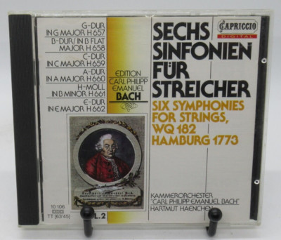 HARTMUT HAENCHEN -CARL EMANUEL BACH: 6 SYMPHONIES F/ STRINGS & CONTINUO MUSIC CD