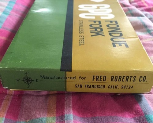 Vintage 6 PC Fondue Fork Set, Japanese Stainless Steel & Wood, Fred Roberts Co.