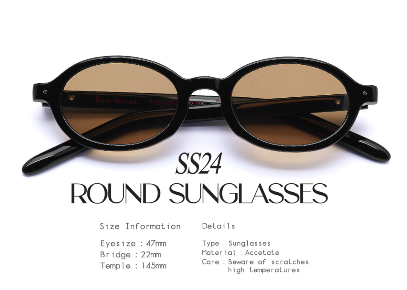 Pre-owned Mardi Mercredi Round Sunglasses M.o-001_black / + Pearl Accessories In Yellow