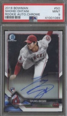 SHOHEI OHTANI 2018 BOWMAN CHROME RC ON CARD AUTO Mint Psa 9
