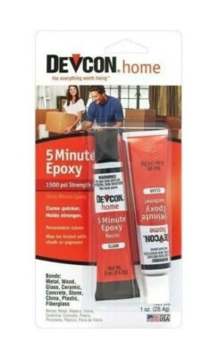Devcon 20545 Clear 5 Minute Epoxy High Strength .5 oz Waterproof Glue Adhesive
