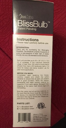 BlissBulb – 2 Bulbs Red And Green Bliss Bulb Laser Pinpoints