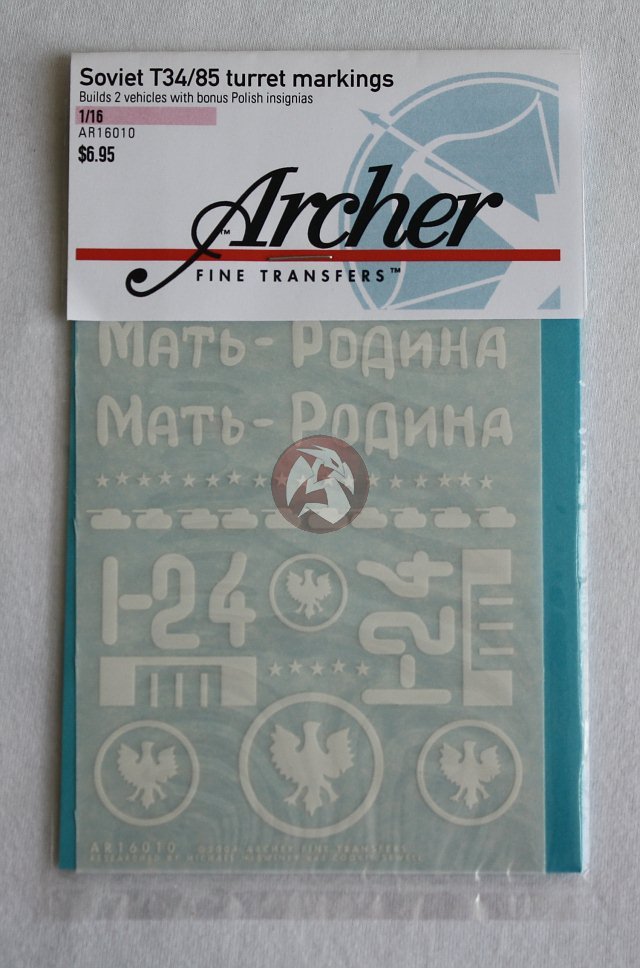 Archer 1/16 T-34/85 Turret Markings Sheet #3 with bonus Polish Insignias AR16010
