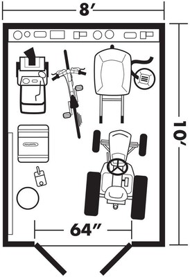 Handy Home Products 8 x 10 Wood Storage Shed Double Lockable Door Loft Windows