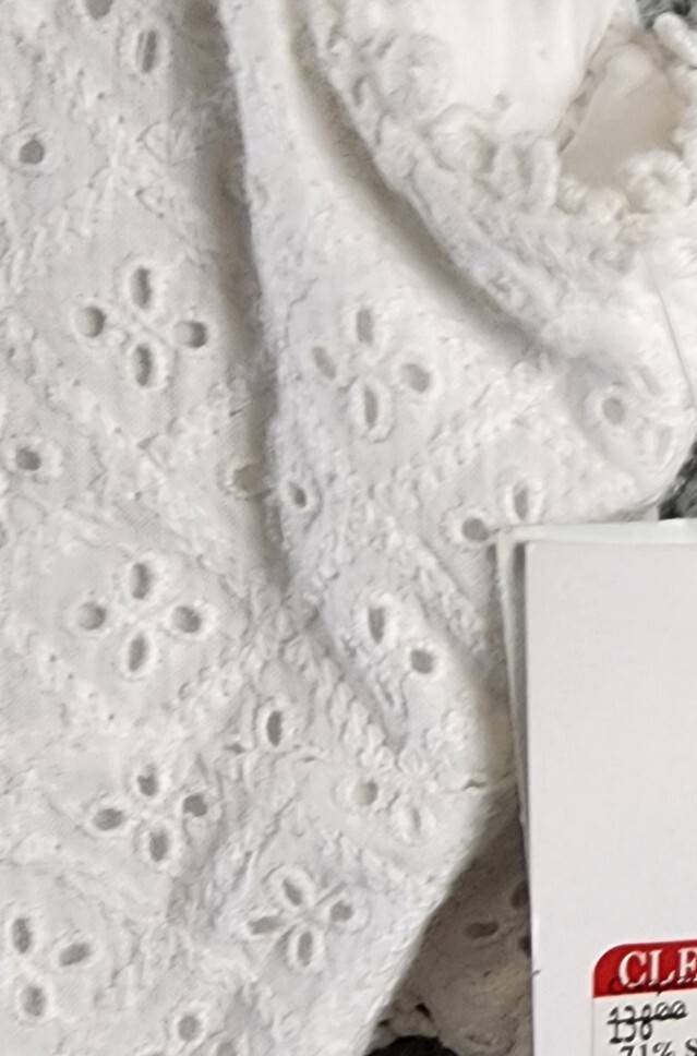 French Connection Esse Eyelet Cutout Sleeveless A-Line Dress Women 8 Linen White - Picture 7 of 14