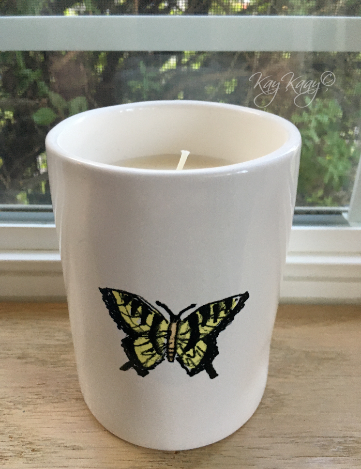 NEW Rae Dunn Ceramic LOVE BUTTERFLY Champagne Rose 13.2oz