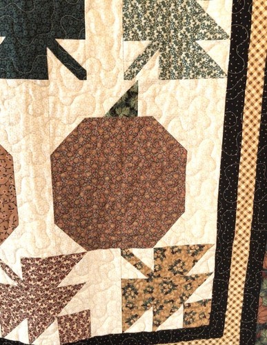 Quilted Pumpkin Wall Hanging or Lap Quilt- Machine Quilted- 42” x 53”- Handmade