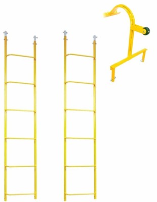 ACRO Chicken Ladder Set - (2) 6' Ladders & (1) 10'' Hook - Roofing Equipment