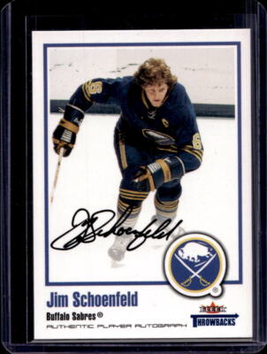2002-03 Fleer Throwbacks Jim Schoenfeld Auto Autograph Buffalo Sabres