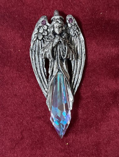 Pewter Angel Pendant w/Crystal - Comstock Creations #7191