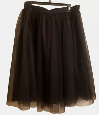 HAUTE FOX Black Tulle Midi Skirt  Size 1X NWT
