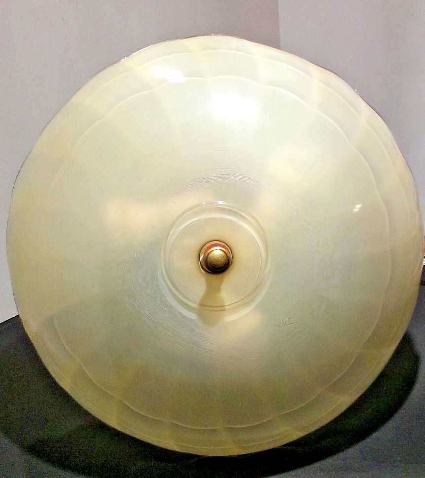 Vintage  3 Light Ceiling Fixture Mount with Frosted Cream Swirled Glass Shade