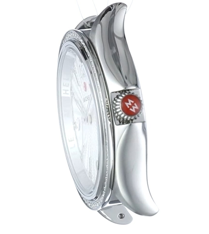 Pre-owned Michele Belmore Diamond Head Mw29b01a1942 Swiss Quartz Silver Watch $1595