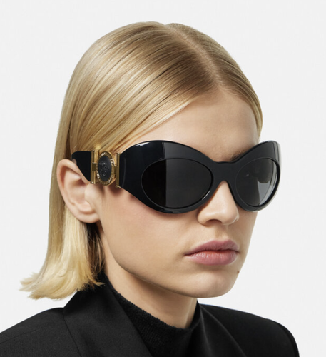 Pre-owned Versace 0ve4462-gb1/87 Black Sunglasses In Gray