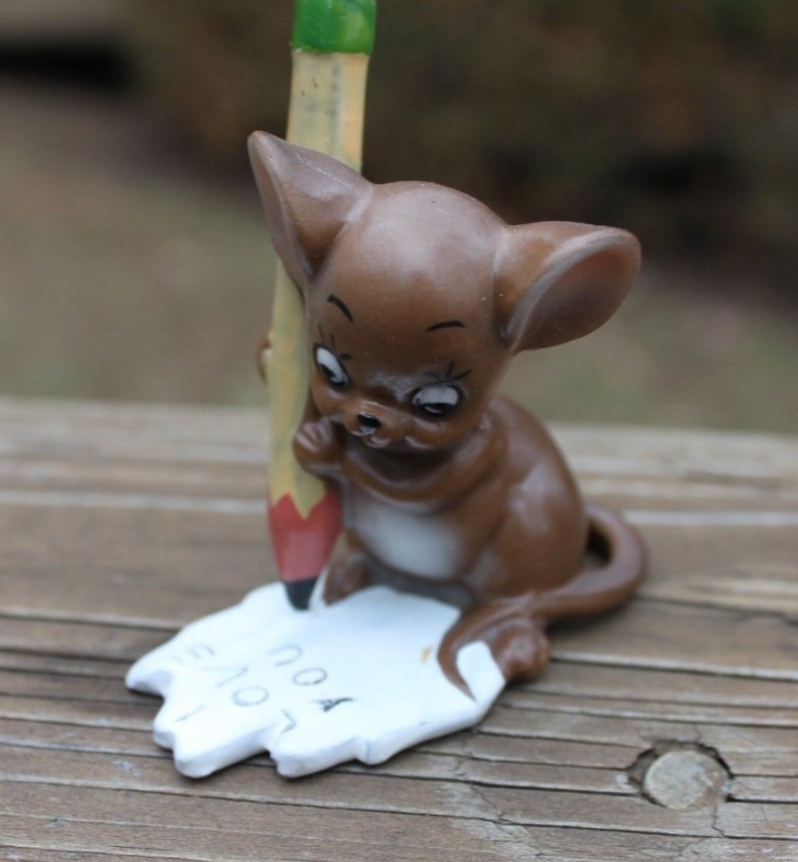 Four Vintage Josef Originals Mouse Village Figurines Bubbles Talkee Love Baby