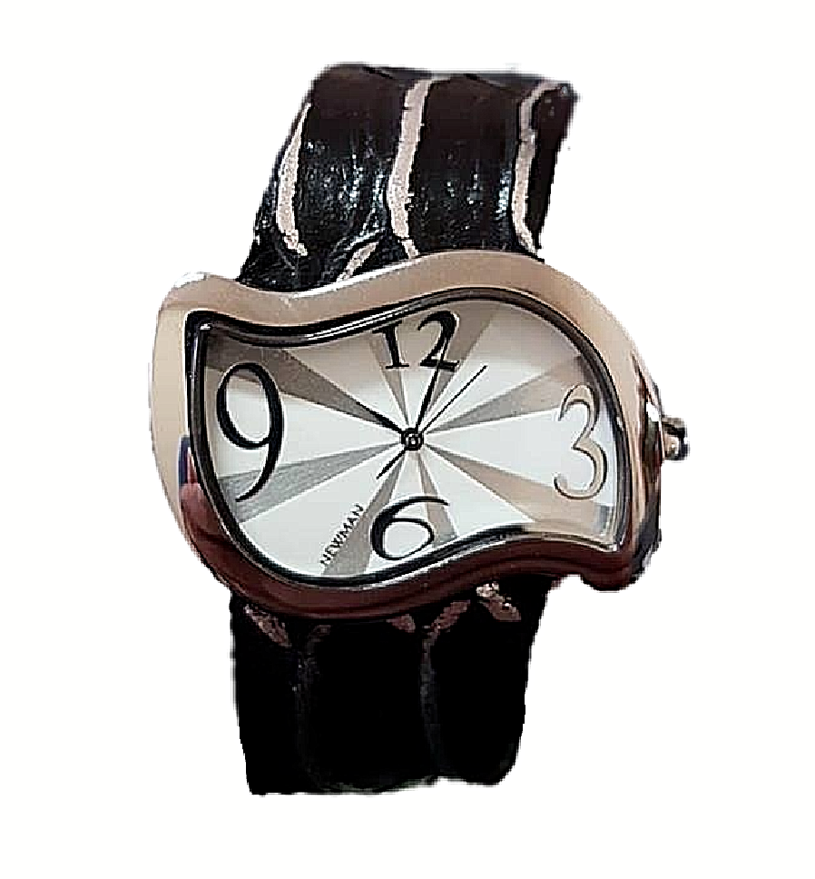 Orologio Cinturino Pelle Newman Fashion Donna Quarzo Alla Moda Nero e Grigio Baf