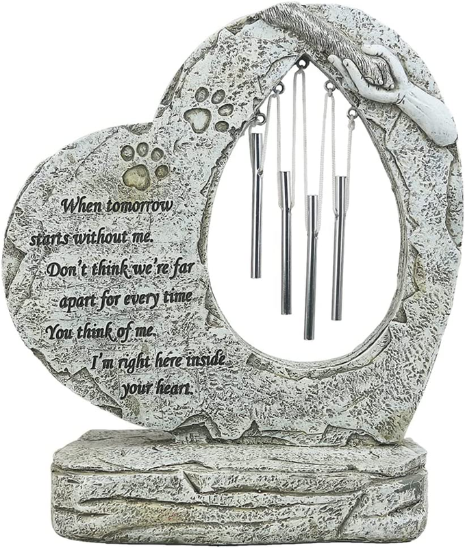 Paw Prints Pet Dog Memorial Stones, Heart Shape Pet Garden Stones Grave Markers