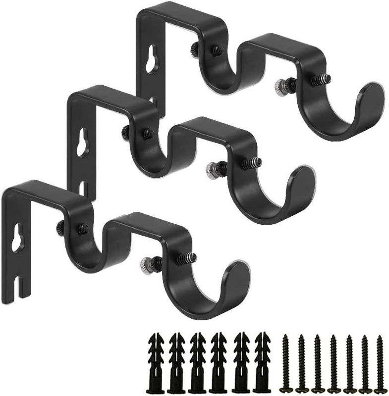 KUNELL PAPO 3PCS Curtain Rod Bracket,Double Curtain Rod Hangin...
