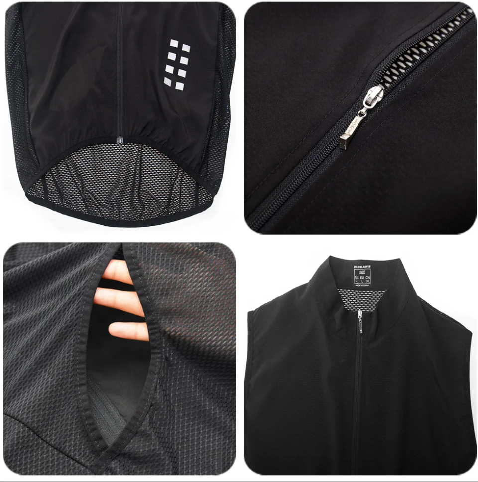 NWT WOSAWE Men Black Reflective Breathable Cycling Vest Sleeveless Jacket Sz XL