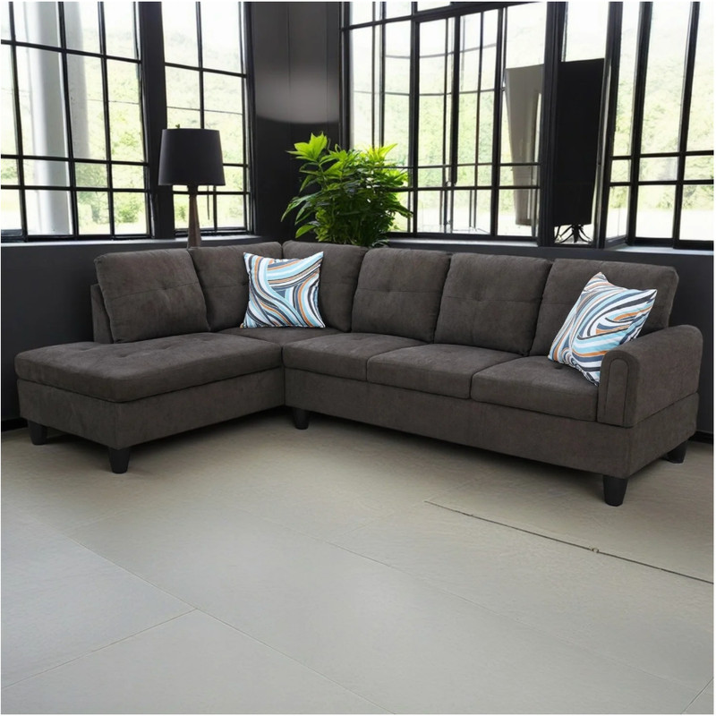 Hommoo Sofa Set,Flannel Living Room Sofa Set,L-Shaped Sectional Sofa,2-Piece Cou