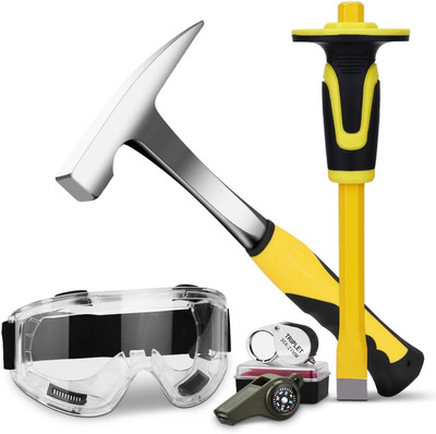 5 PCS Geology Rock Pick Equipment Kit,21Oz Hammer & 11.8'' Rock Digging Chisel wi