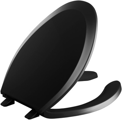 Modern Standard Elongated Open-front Seat Lid Plastic Black