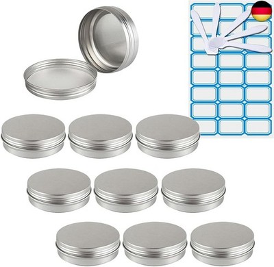 ZEOABSY 10 x Empty 100 ml Round Silver Aluminium Tins with Screw Lid, Cream