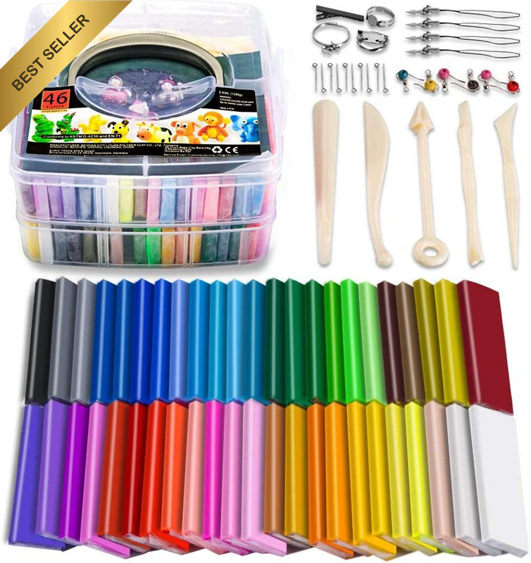 Polymer Clay Kit, Oven Bake Modeling Clay for Adults and Kids with 5 Sculpting T