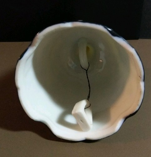 5 1/2  Inch Fine Bone China bell, blue flowers and leaves, interesting clapper