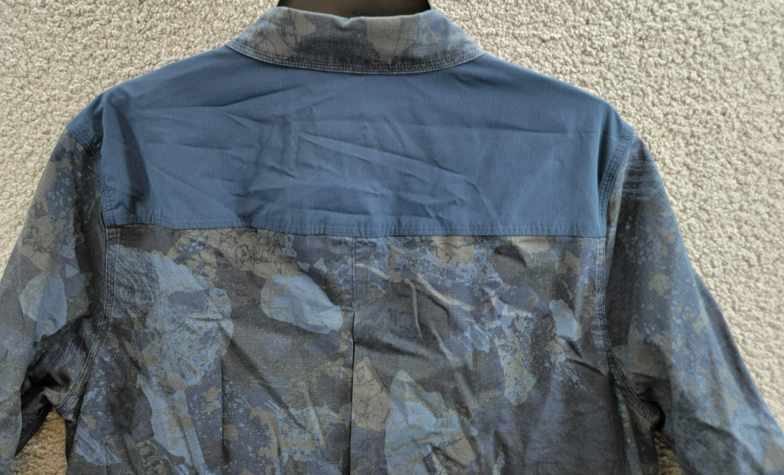 BASS OUTDOOR Ripstop Utility Shacket Men's M Rock Camo/Navy Blazer Button Snap - Picture 14 of 19