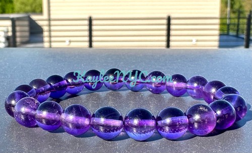 Wholesale Lot 6 Pcs Natural Amethyst 8mm 7.5” Crystal Stretch Bracelet