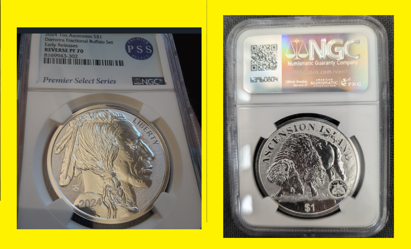 2024 Silver Buffalo 4 coins Set Fractional NGC RV PR 70