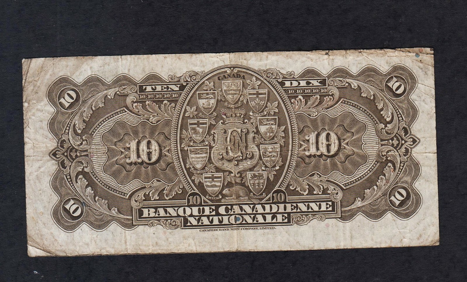 1935 Banque Canadienne Nationale Ten Dollar $10  Canada (A)