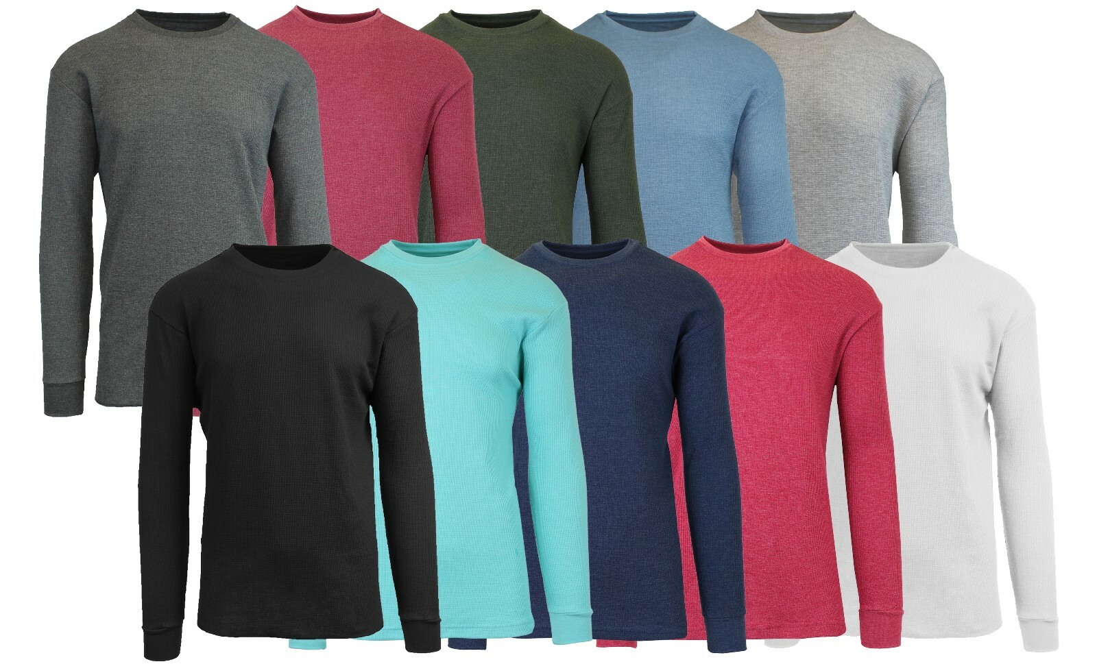 トップス Vallad thermal L/S TEE Men's Long Sleeve Waffle Thermal Shirt Tee Crew Neck