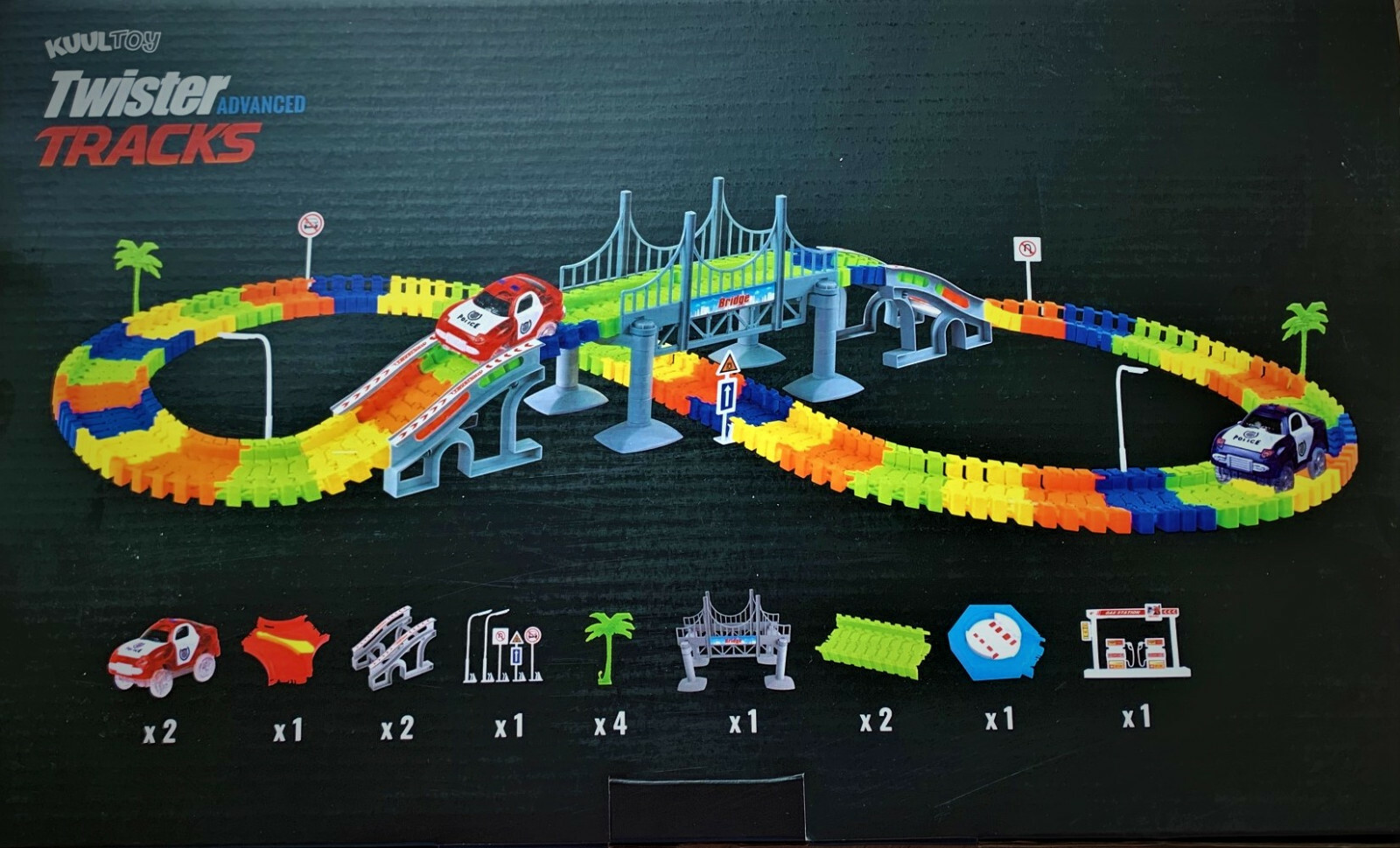 Kuultoy Autorennbahn Leuchtend, Magic Trucks Twister Tracks  220 Teile ab 3Jahre