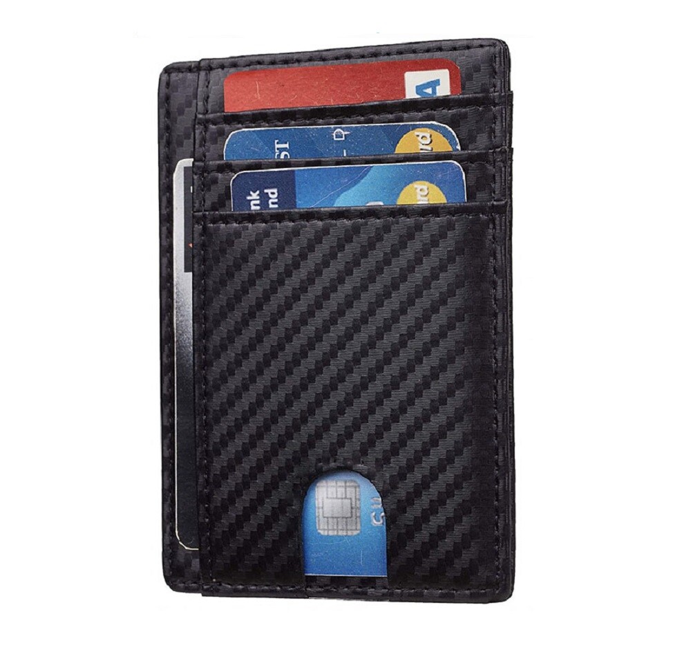 Slim Minimalist Leather Wallet - RFID Blocking, Front Pocket Credit Card Holder