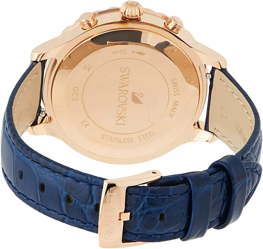 Pre-owned Swarovski Authentic  Octea Lux Watch With Blue Leather Strap