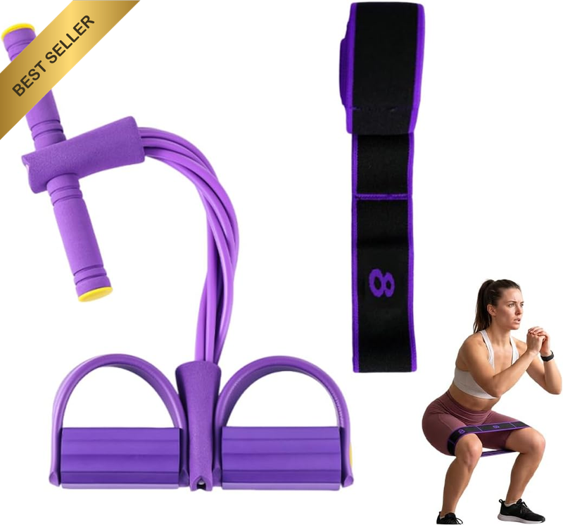 Pedal Resistance Bands with Handles Set, Upgrade 6-Tubes Natural Rubber Foot Ped