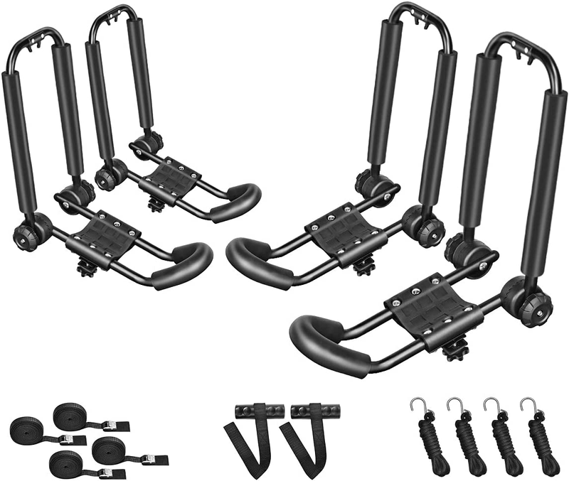 DRSPORTS Two Pairs Universal Foldable J-Bar Kayak Rack Folding Car Roof Top Carr