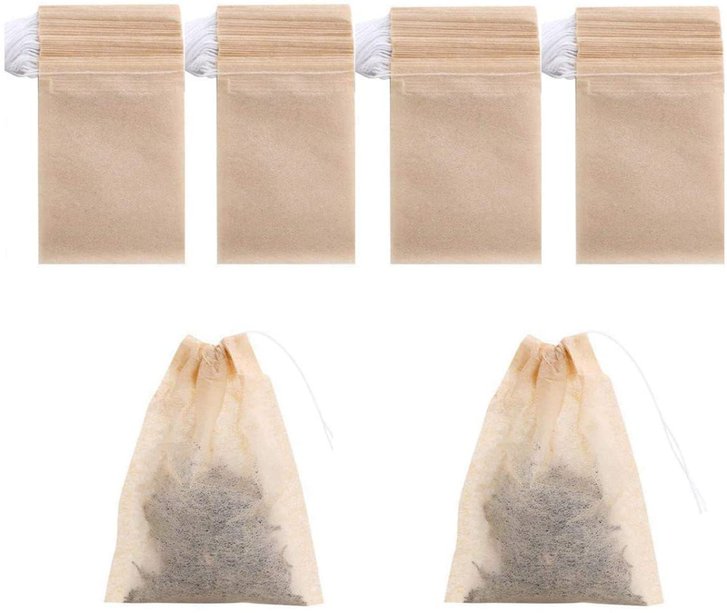 400 Pack Disposable Drawstring Tea Filter Bags Safe & Natural Unbleached Paper T